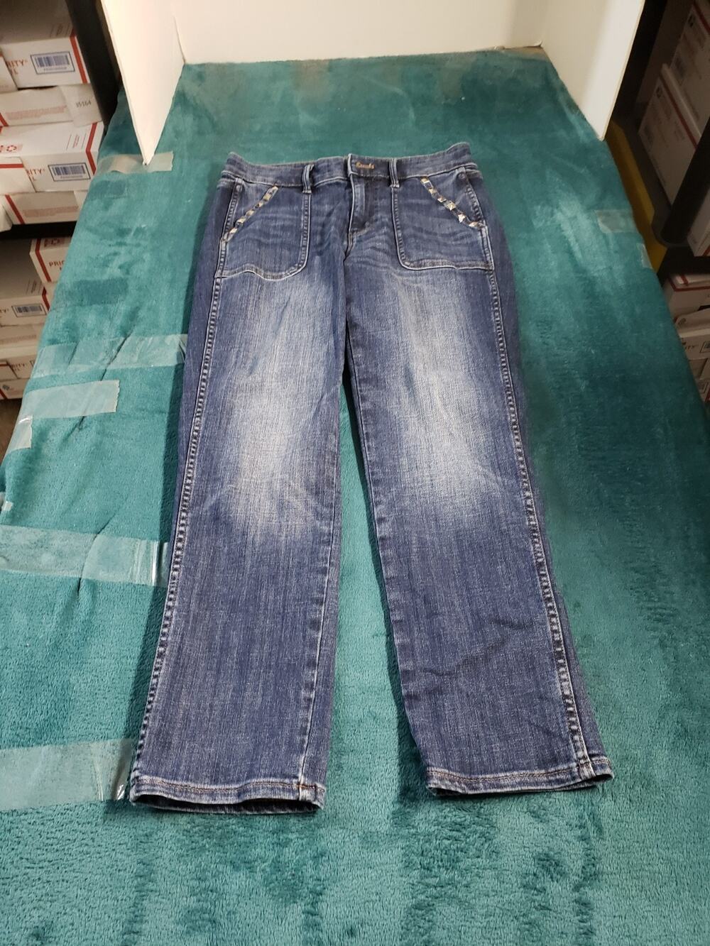 White House Black Market Jeans Size 4 Women Blue Pants Mid Rise Straight Crop